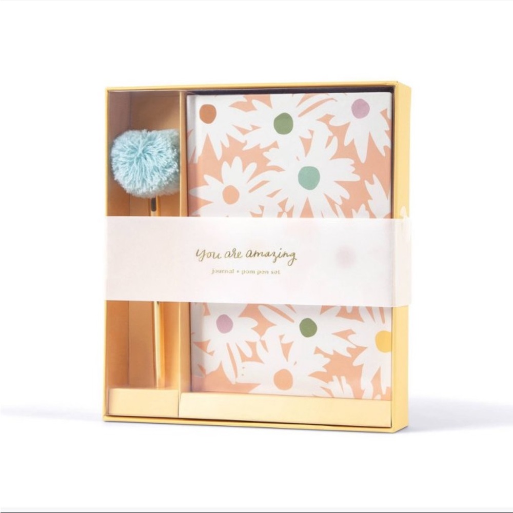 5"x7" Stationery Gifts Journal And Pom Pen Set Floral